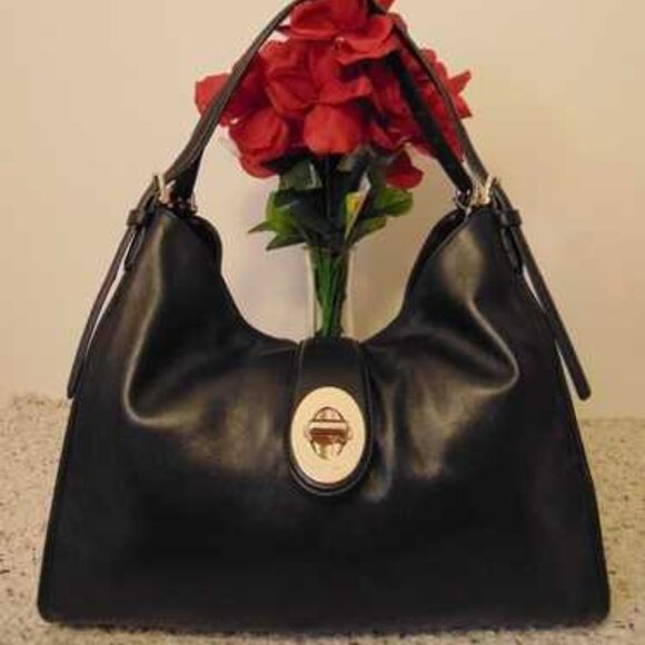 SOLD DO NOT BUY    Coach Madison Carlyle Large Black Leather Turn Lock - Picture 1 of 6